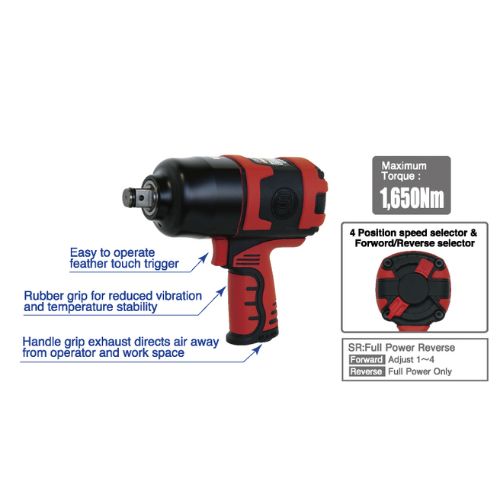 Súng Vặn Ốc Khí Nén 3/4 Shinano SI-1550SR | Made In Japan Súng vặn xiết bu lông công nghiệp chạy bằng khí nén đầu trục 3/4 inch cơ chế búa liền chốt Pinless Hammer Shinano SI-1550SR chính hãng Made in Japan