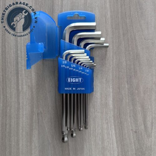 Trọn bộ mười ba chi tiết từ không chấm không năm đến ba phần tám inch của dòng sản phẩm bộ lục giác hệ inch EIGHT model TLS gạch mười ba ZD xuất xứ thương hiệu EIGHT chính hãng Nhật Bản phân phối tại thietbigarage.com.vn