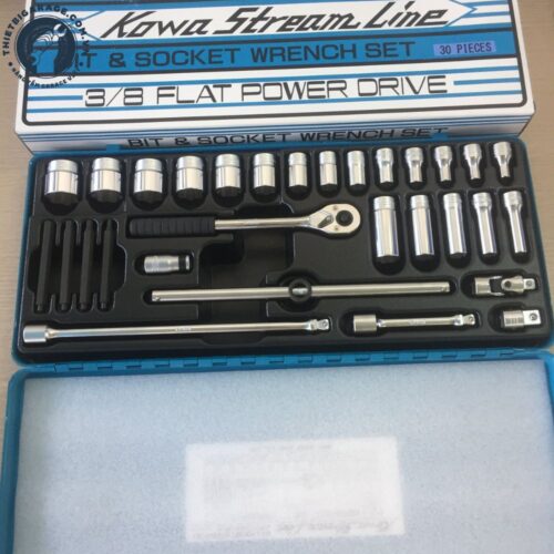 Bộ Khẩu Tay Vặn 3/8" Kowa KLK-2-201B Nhật Bản (30 Chi Tiết) Trọn bộ hộp đựng dụng cụ cơ khí bộ khẩu tay vặn ba phần tám inch ba mươi chi tiết mã hiệu KLK hai gạch hai không một B thương hiệu Kowa Seiki chính hãng Nhật Bản nhập khẩu phân phối tại thietbigarage.com.vn
